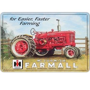Farmall Model M Tractor IH Fast Farming Equipment Vintage Style Metal Tin